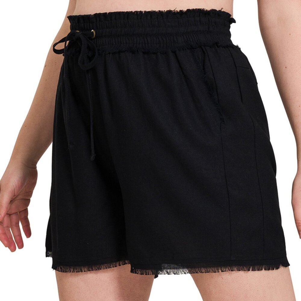 NWT Zenana Linen Frayed Hem Shorts
